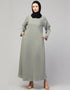 Dubai Abaya with front opening and hidden placket for everyday wear in Color  Sage Green